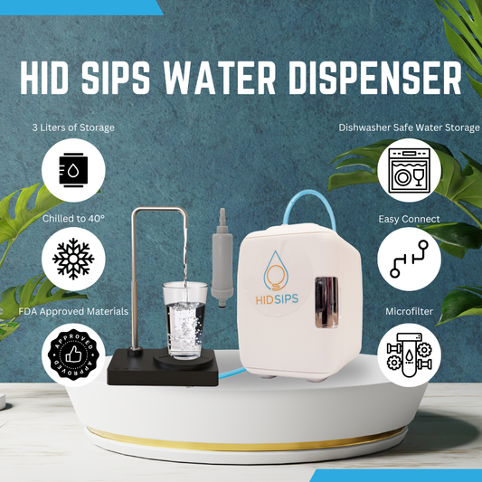 V2 Desktop Water Dispenser with 4L Mini Fridge | Bedside or Desktop Water Cooler with Dishwasher-Safe Reservoir | Filtered or Beverage-Ready Hydration System - Refurbished